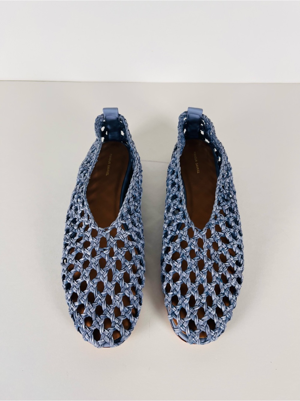 Mansur Gavriel Woven Ballerina Slip-On Ballet Flats in Blue Size 39.5 - Picture 3 of 12
